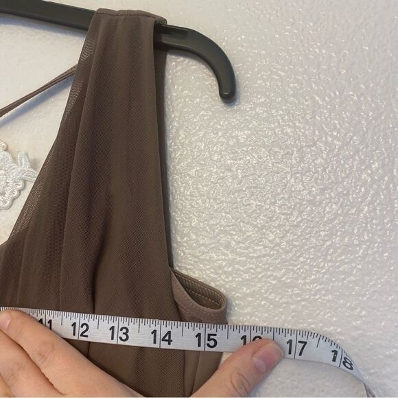 Weissman Balera Dance Costume DOUBLE COWL MESH MAXI DRESS D10454 brown adult MA - Picture 7 of 12